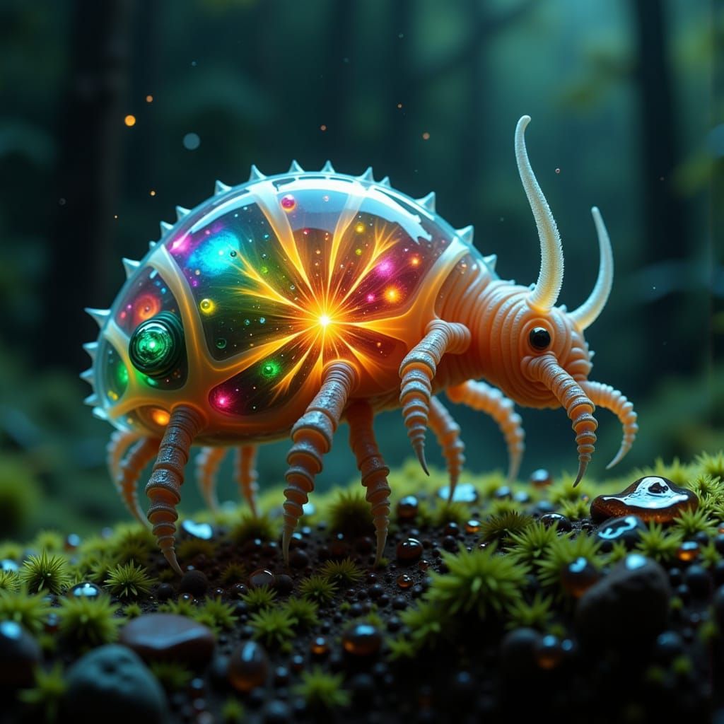 Hyperrealistic Microscopic Tardigrade in Dramatic Backlighti...