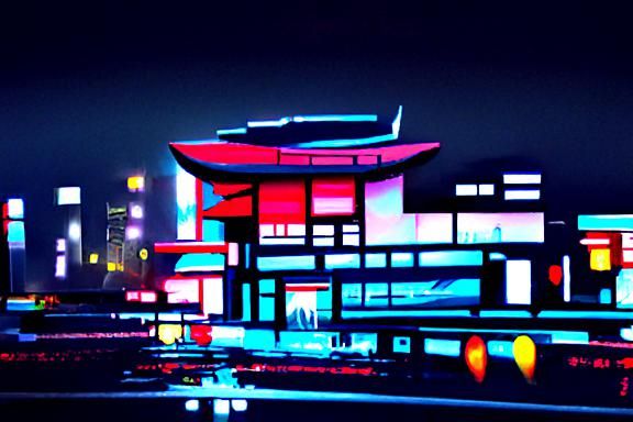 Futuristic Japanese City in Bauhaus Style