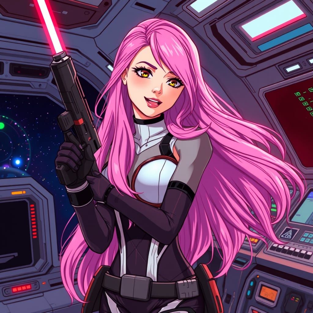 Space Princess Agent in Futuristic Cyberpunk Style