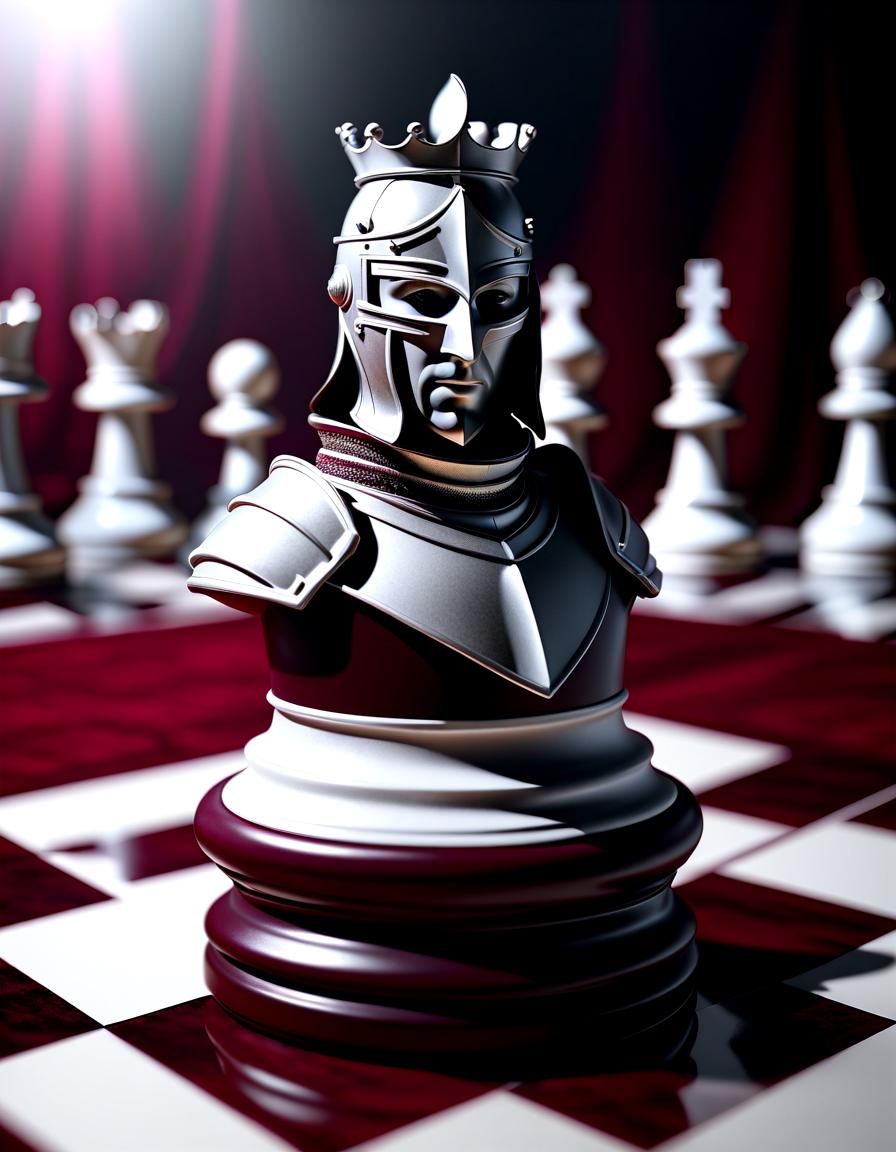 Hyperrealistic Knight Chess Piece in Staunton Style