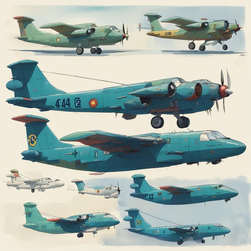 Experimental Aircraft Concept Art in Ghibli Style