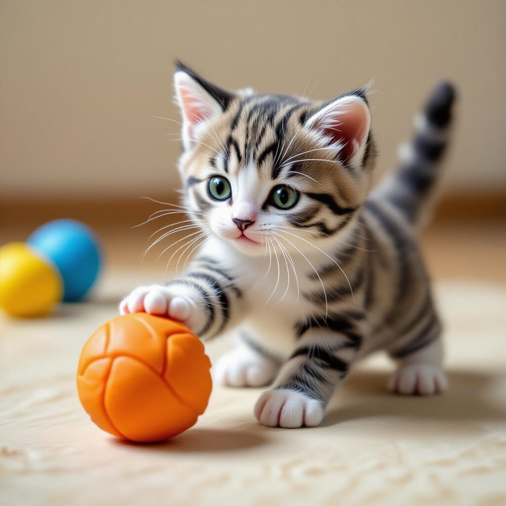 Playful Play Dough Kitten with Ball