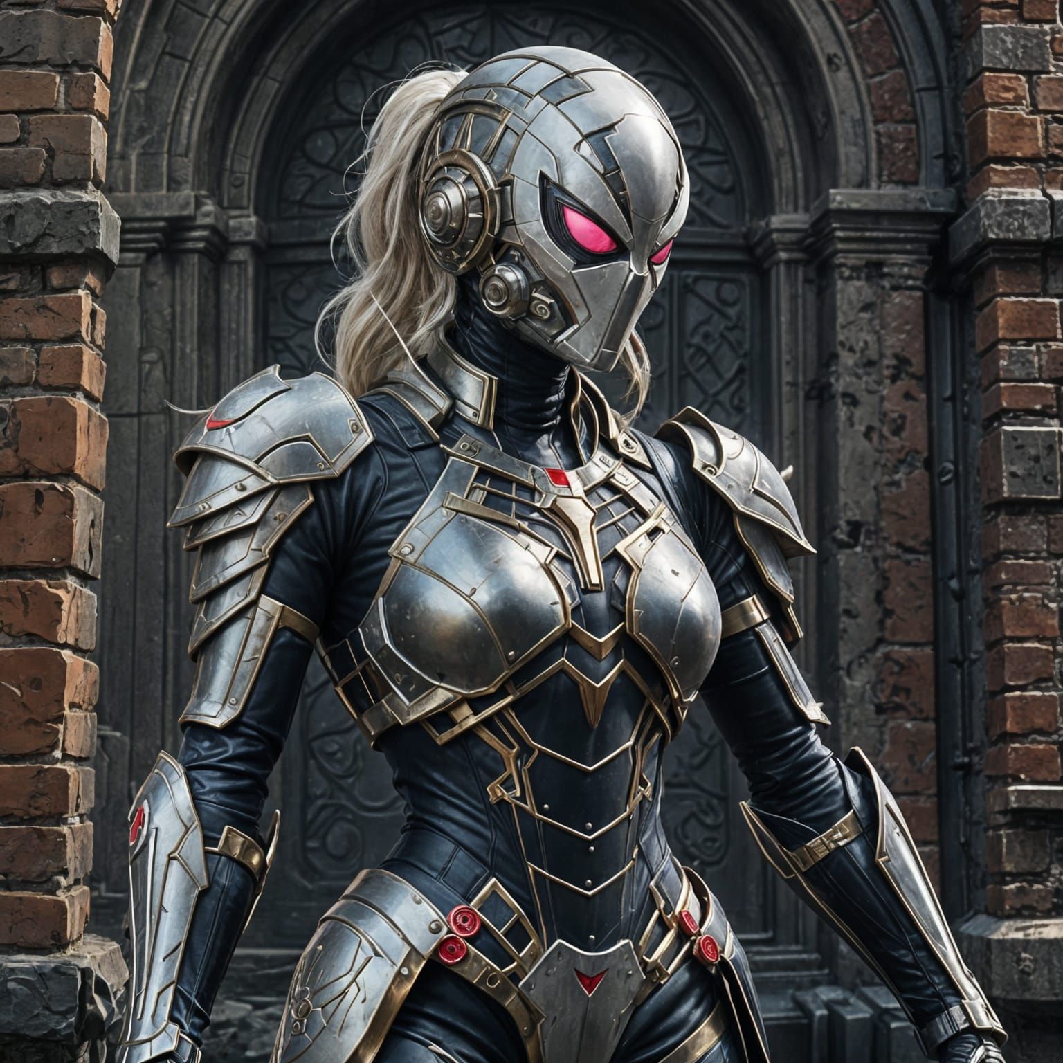 Spider-Gwen as Space Marine in Warhammer 40k