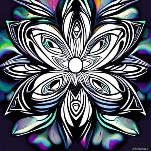 Abstract Flower Design for Coloring Book Page