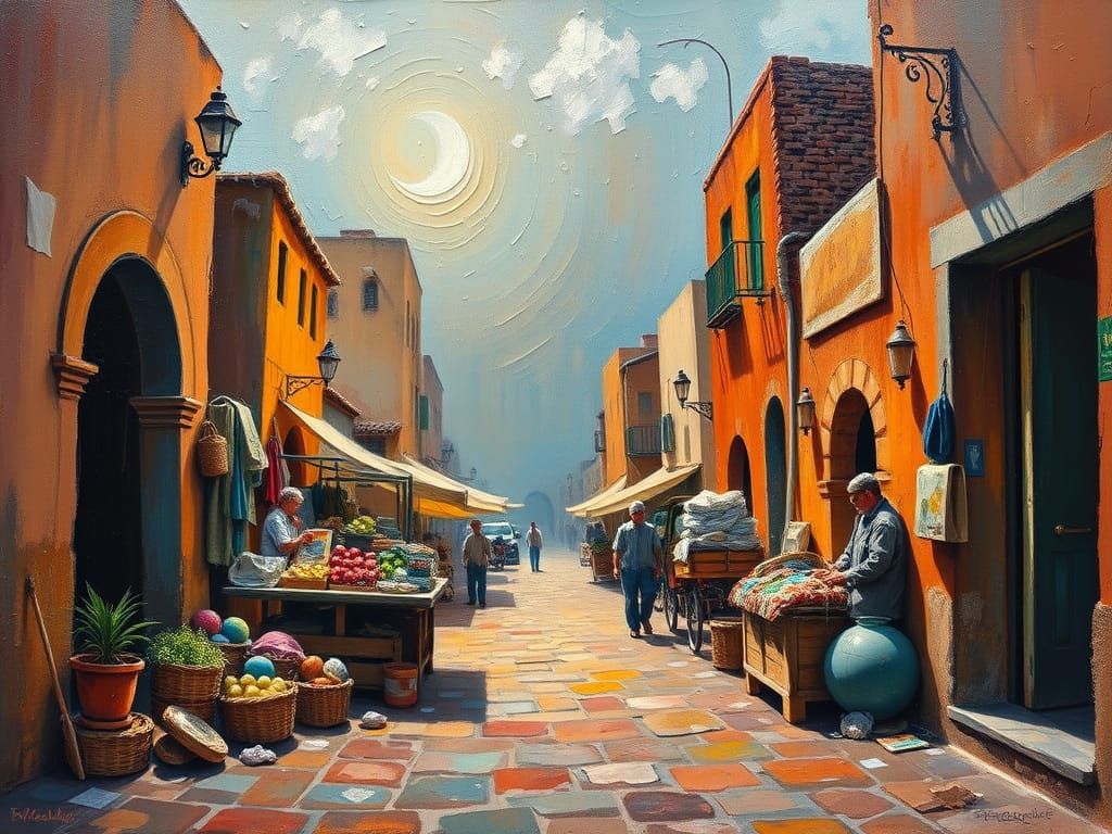 Moroccan Castles Built of Gold: Expressionist Oil Painting