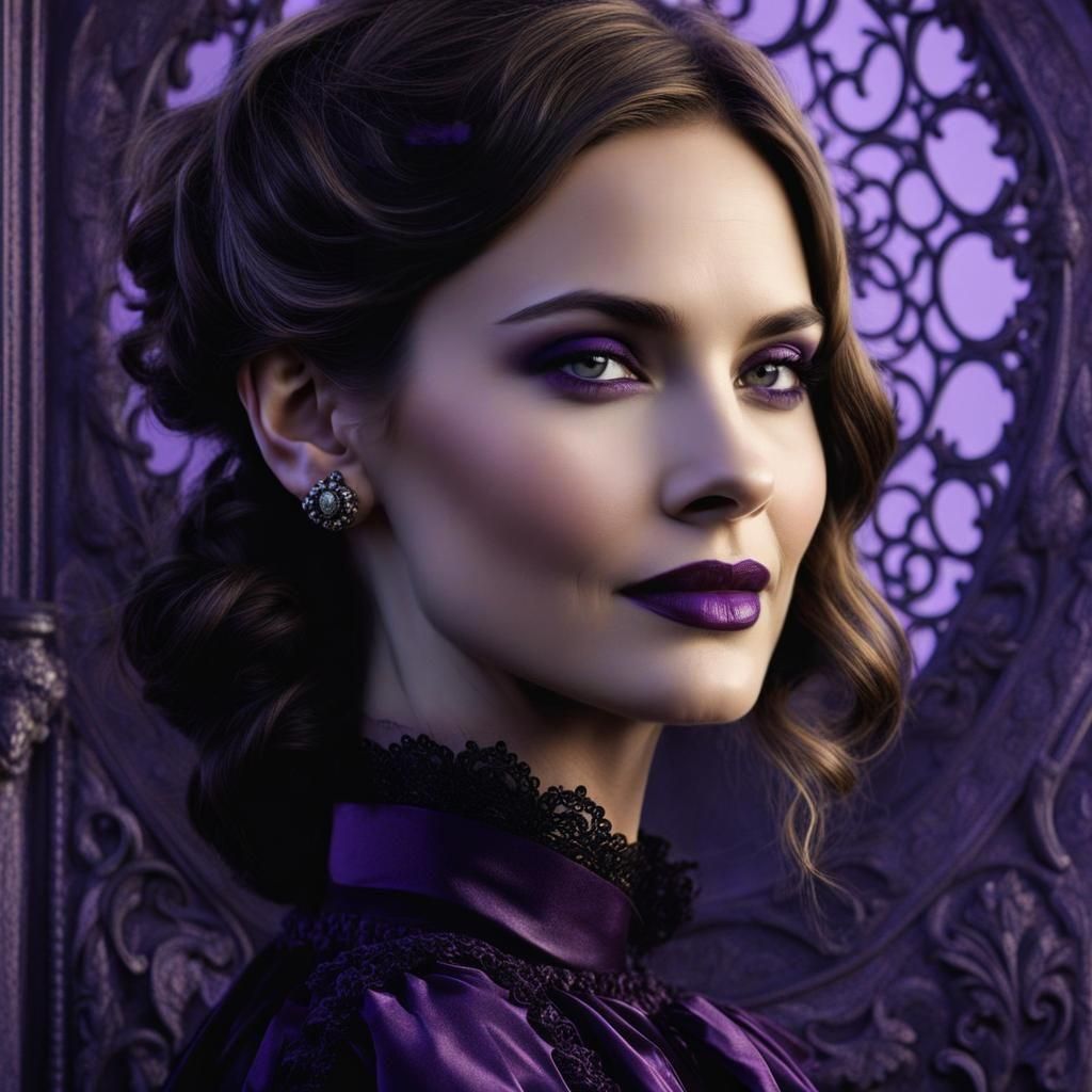 Victorian Gothic Woman Portrait in Purple