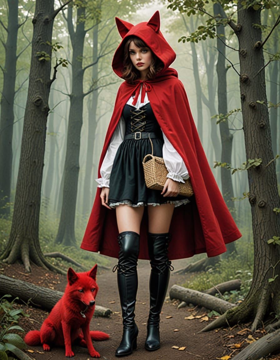 Feminine Little Red Riding Hood in a Modern Twist