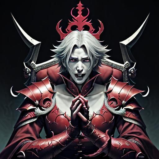 Evil King: Anime Style Tyrant in Crimson Armor