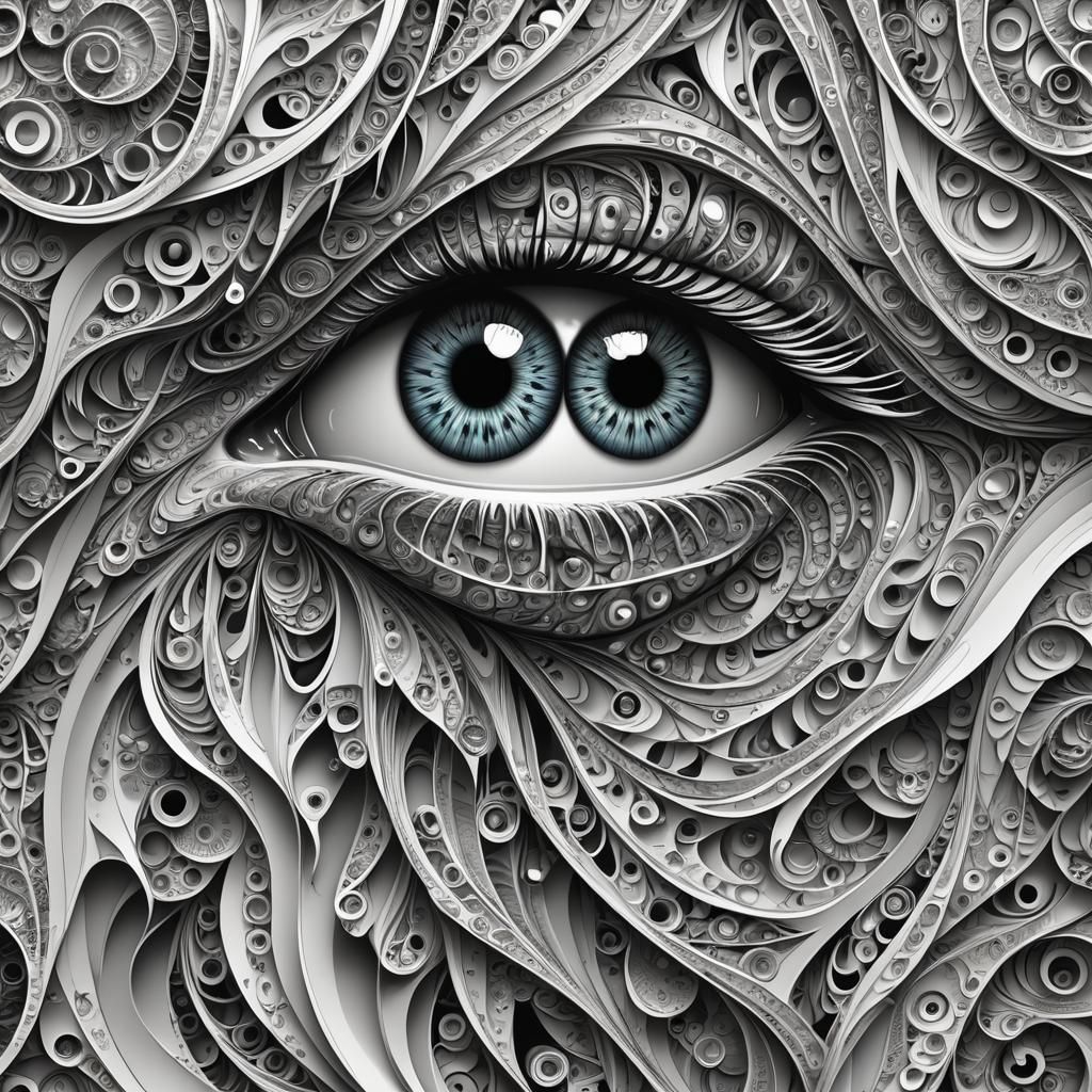 Abstract Crying Eye Vector Fractal in 3D