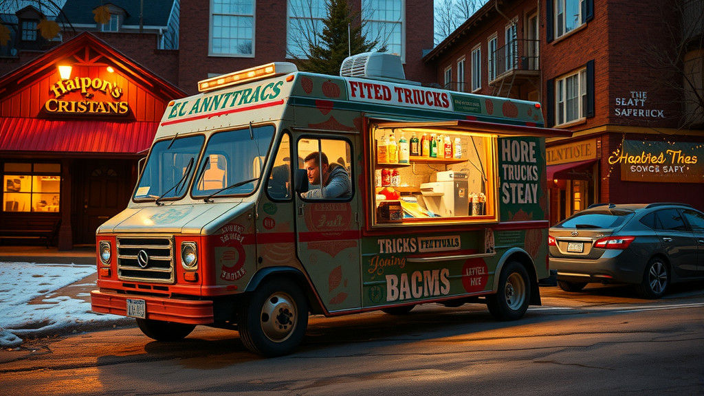 Vibrant Thanksgiving Food Truck, Cinematic Film Still