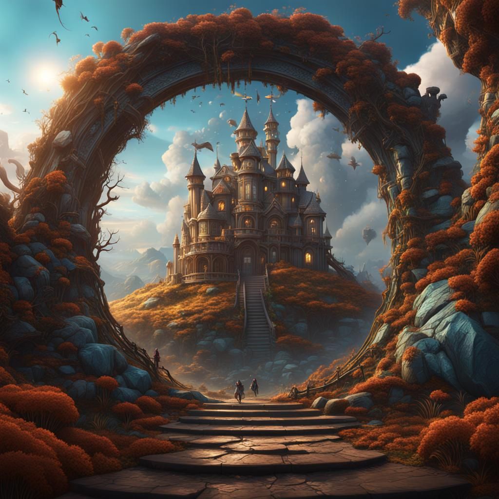 Fantastical Rabbit Hole: Detailed Matte Painting