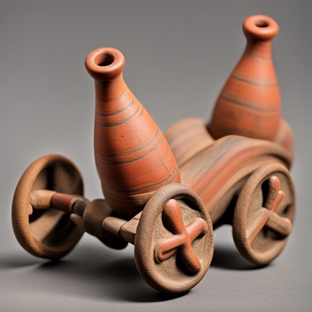 Ancient Cucuteni-Trypillia Clay Toy on Wheels