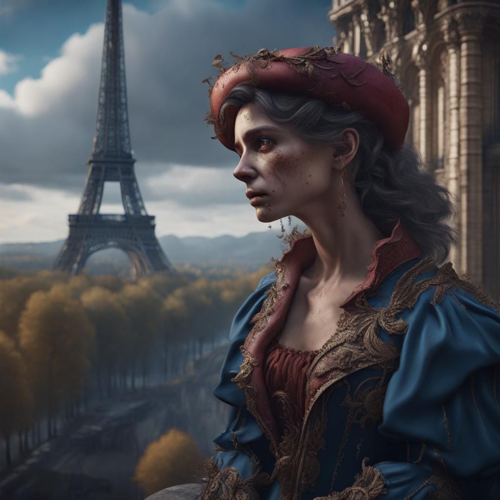 Detailed Matte Painting of a Depressed French Person