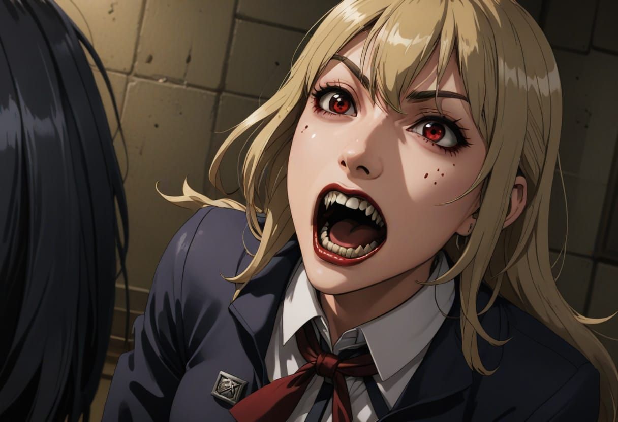 Anime Vampire Schoolgirl Unleashes Fury in Dark Key Visual