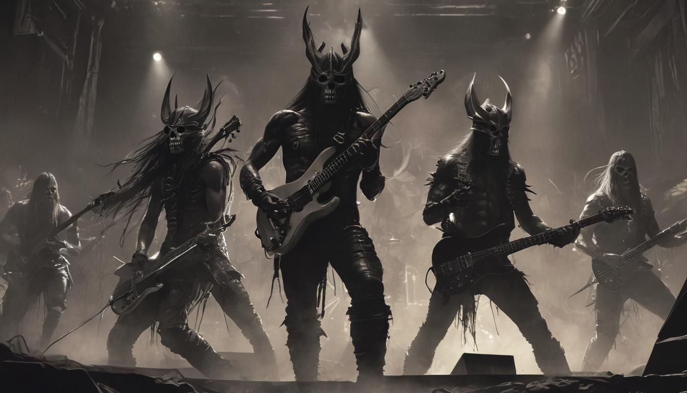 Heavy Metal Band Performance in Dimly Lit Arena