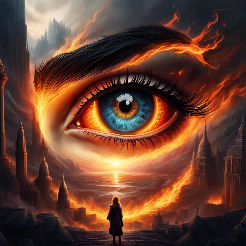 Looking into the eye burning with the fire of life