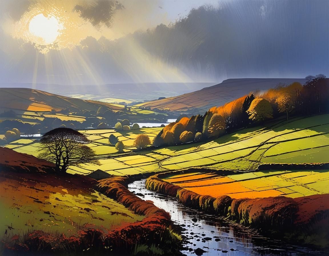 Scottish Autumn Landscape Shines After Rain Shower