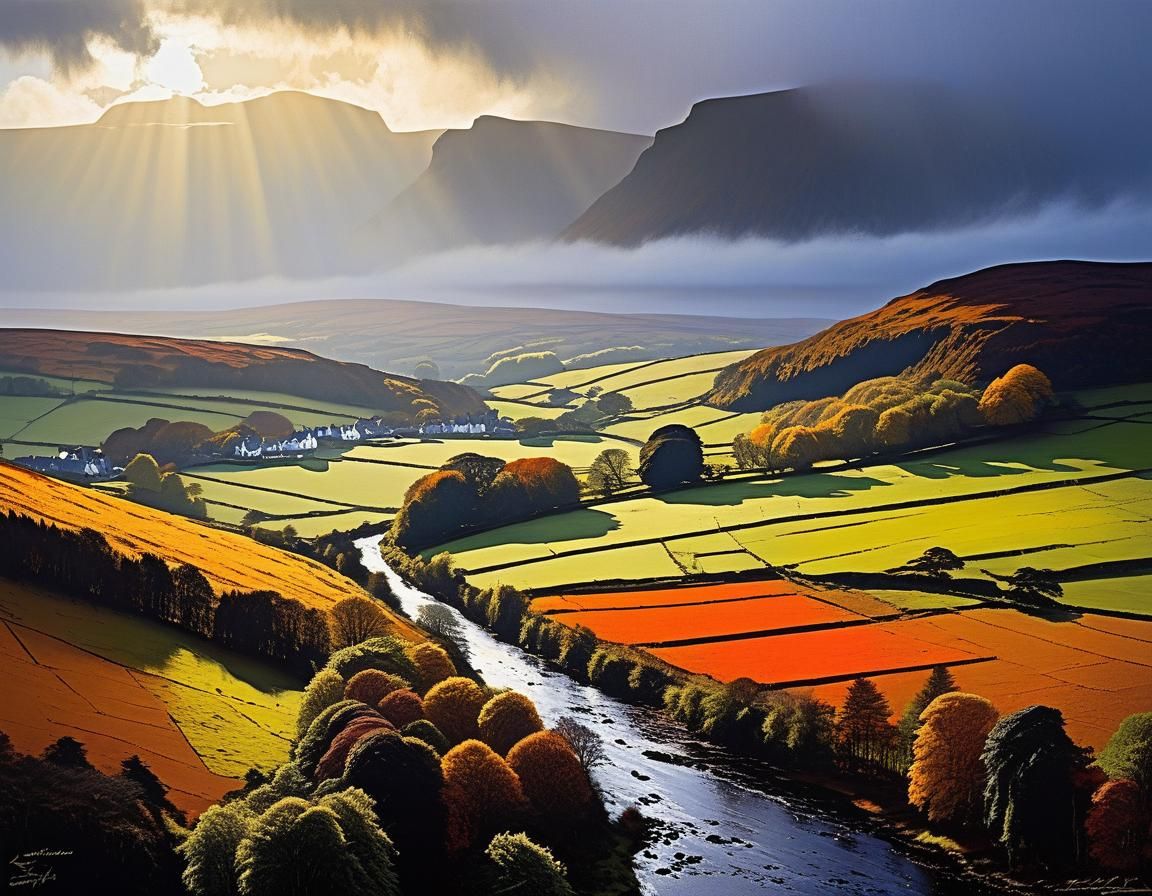 Scottish Autumn Landscape Shines After the Rain