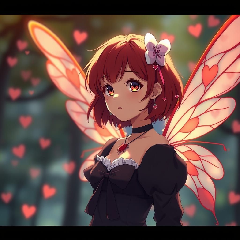 Fairy Valentine in Red Hair and Wings