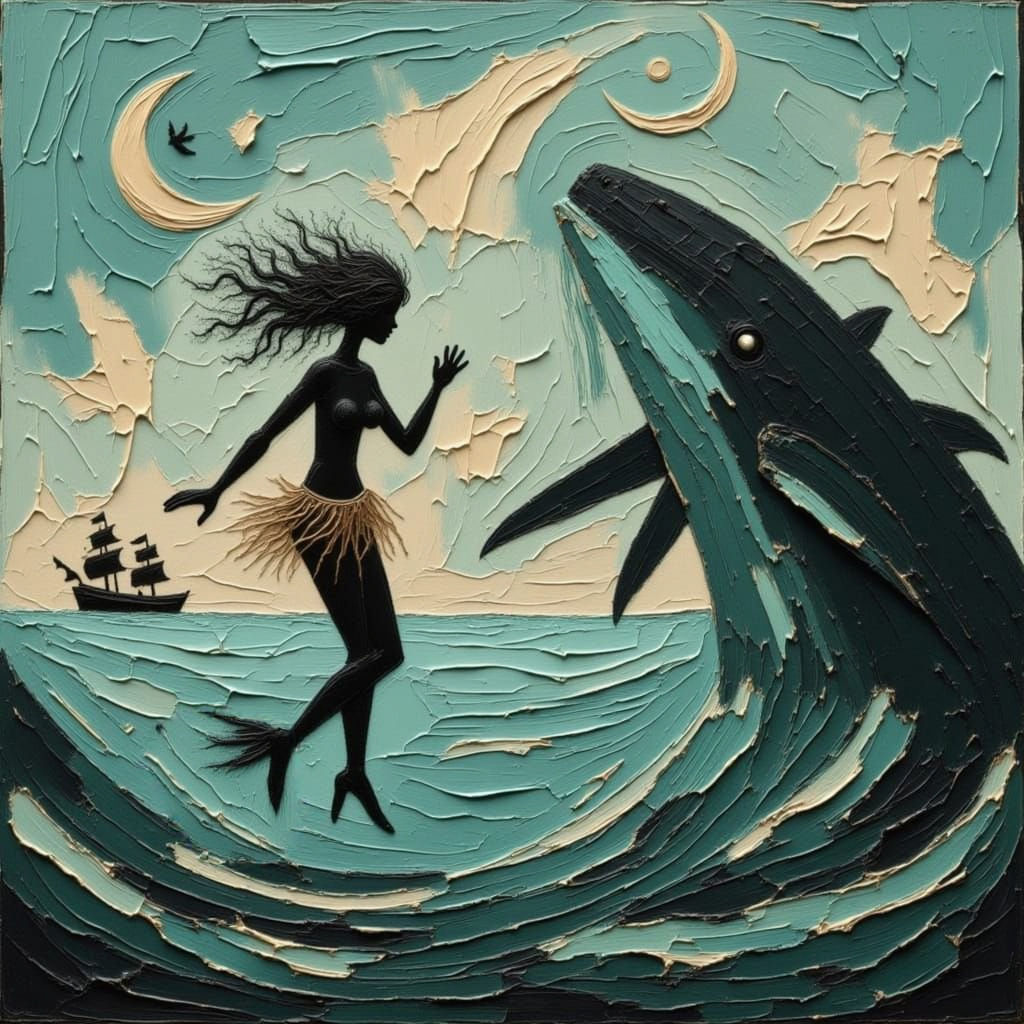 Mermaid Flees Giant Whale in Dramatic Underwater Scene