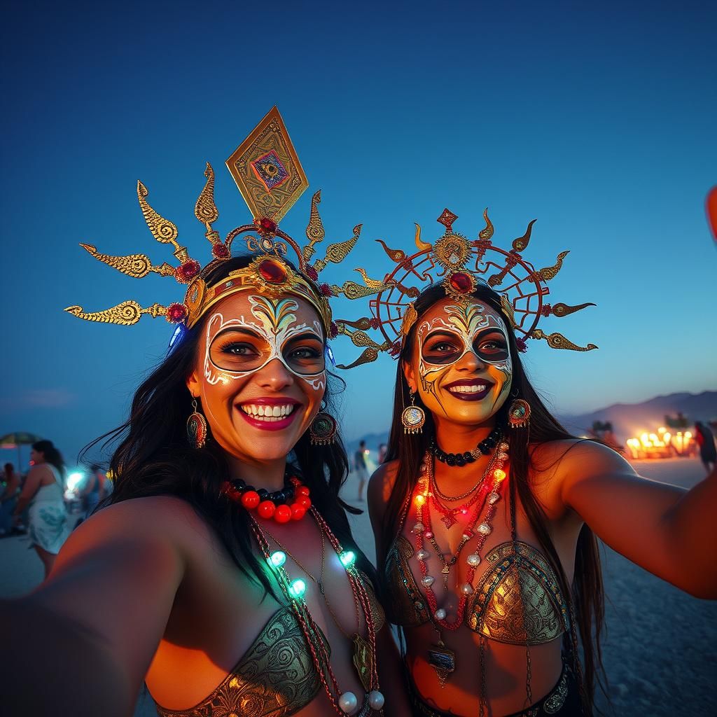 Burning Man Festival Selfie: Digital Photo Illustration