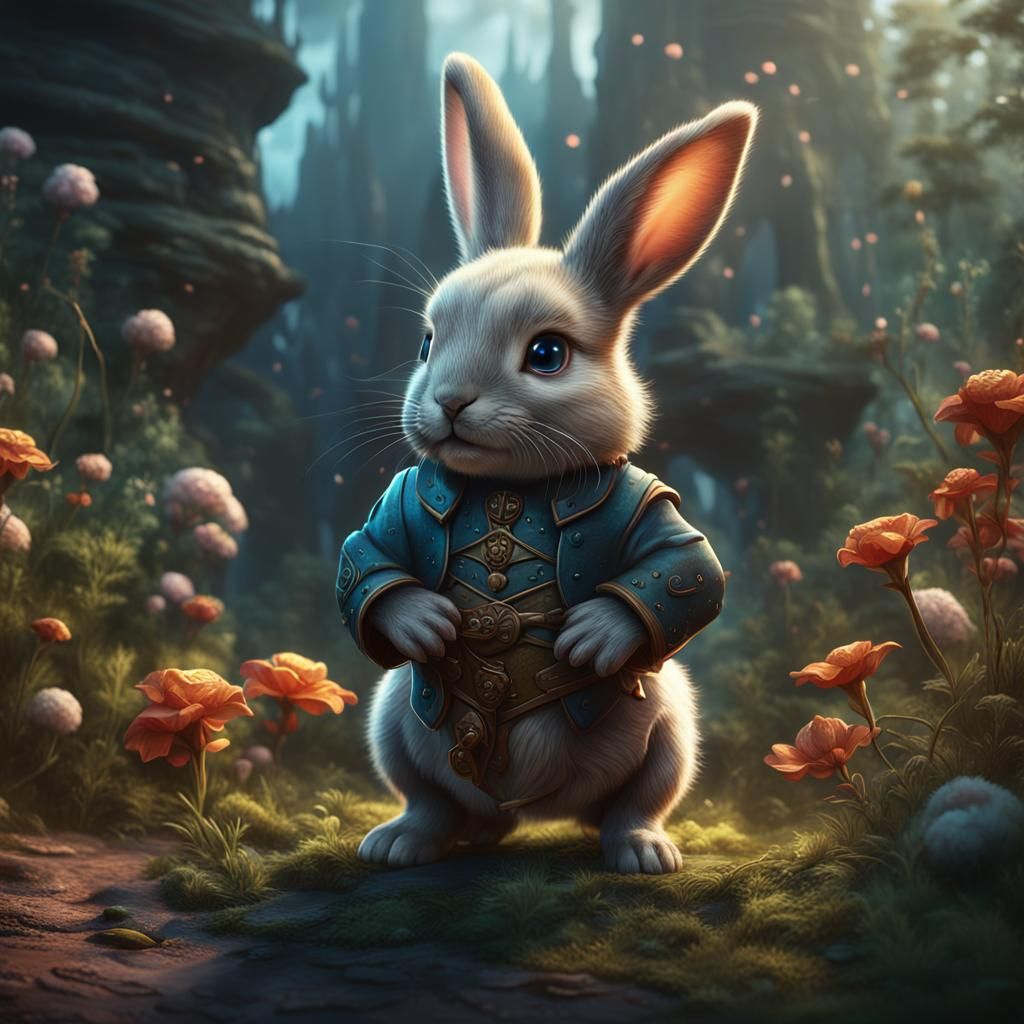 Fantastical Baby Bunny Named Elouise in Digital Painting