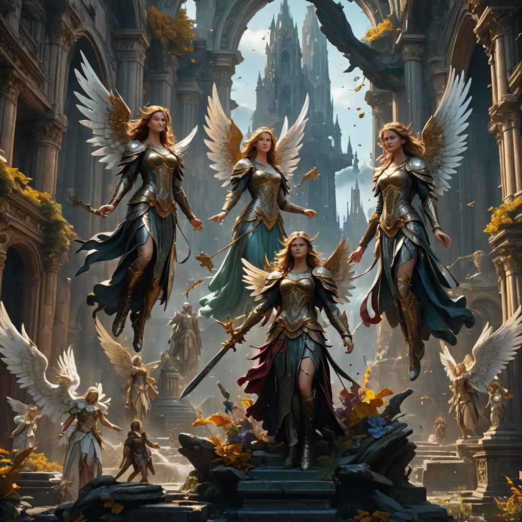 Detailed Fantasy Angels in Deep Color