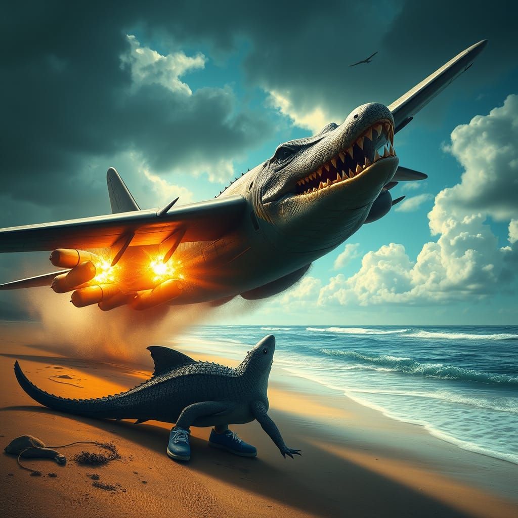 Fantastical Beachside Destruction in Detailed Matte Painting