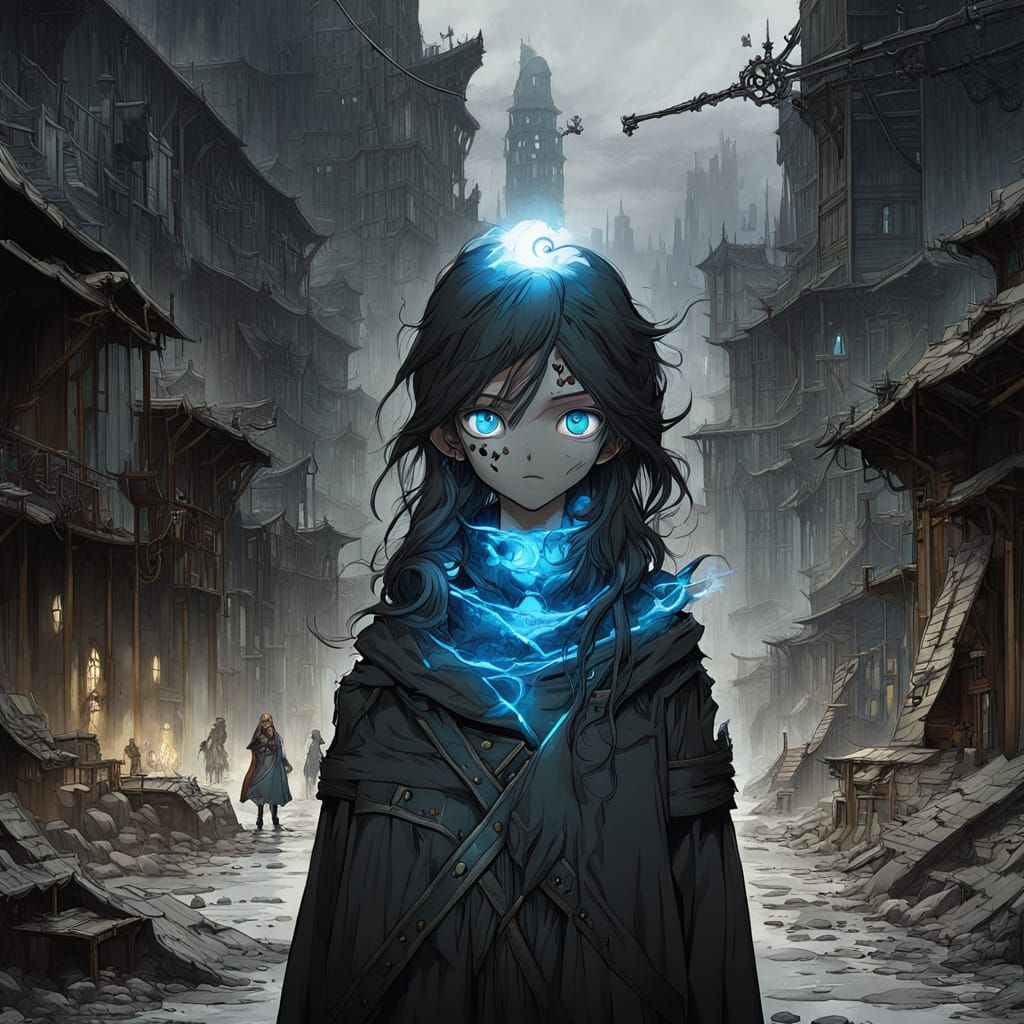 Anime Key Visual: Woman With Glowing Eyes in Post-Apocalypti...