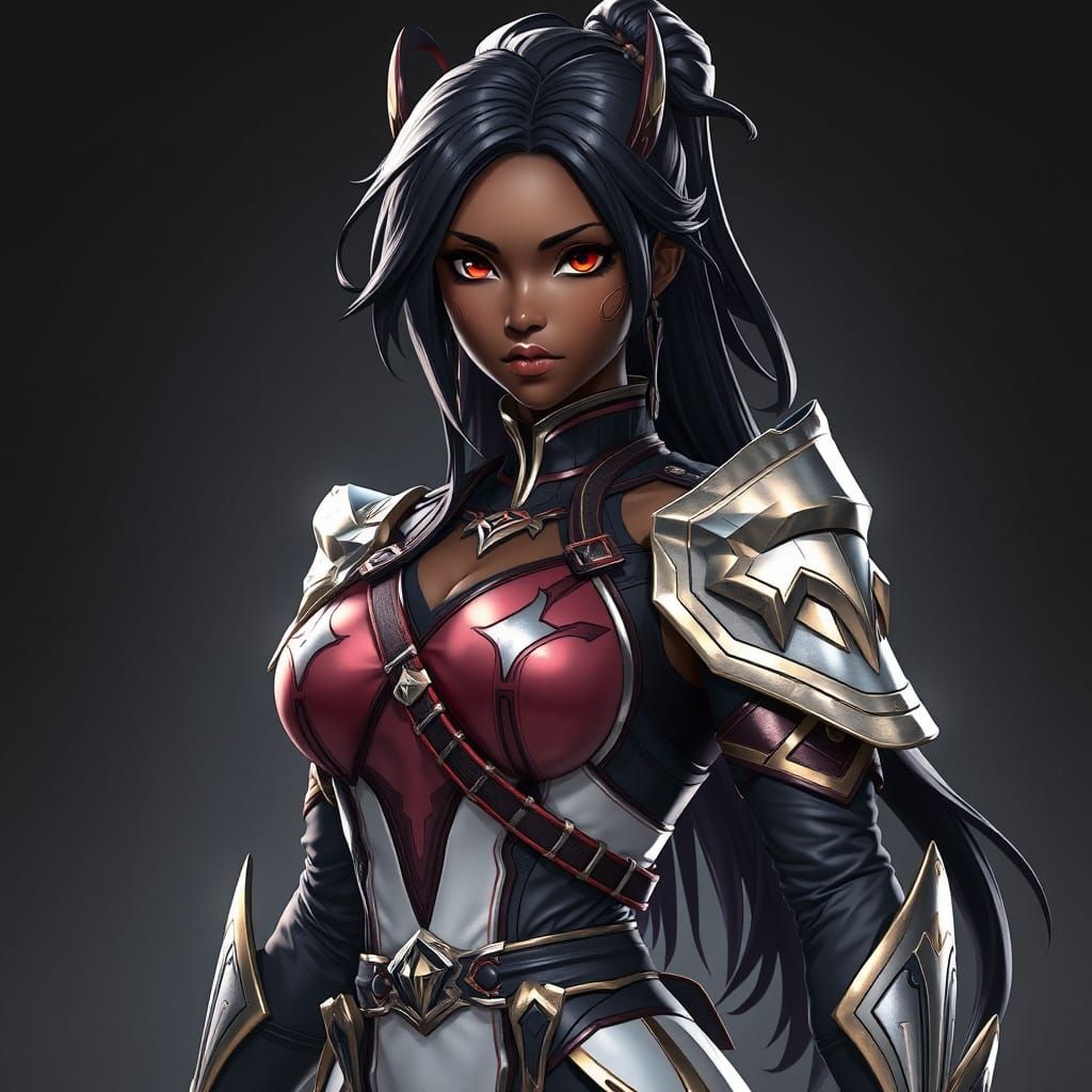 Anime-Inspired Warrior in Sleek Armor