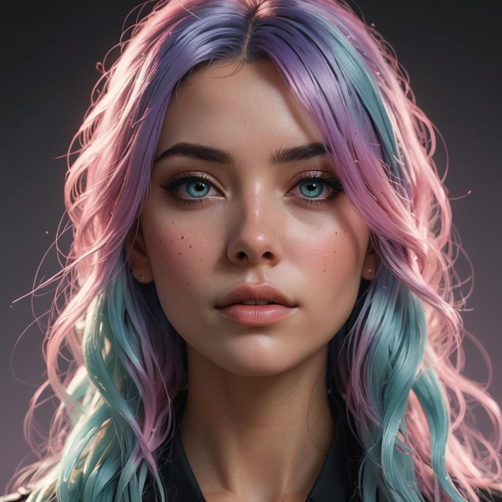 Pastel Hair Portrait in Artgerm Style, 8K