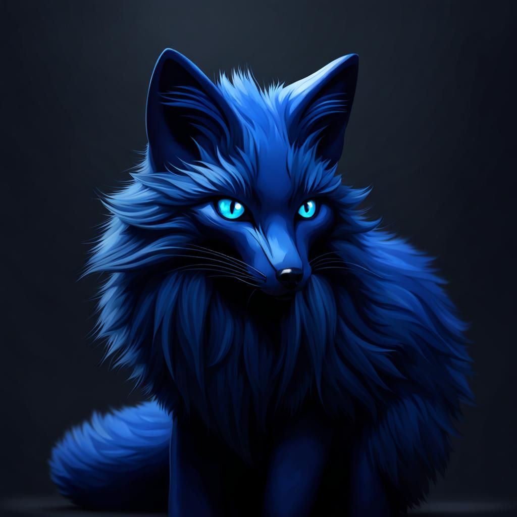 Intense Blue Fox with Piercing Eyes