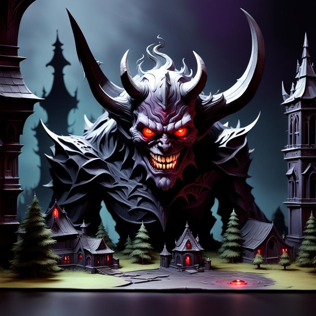 Menacing Demon in Dark Fantasy Concept Art