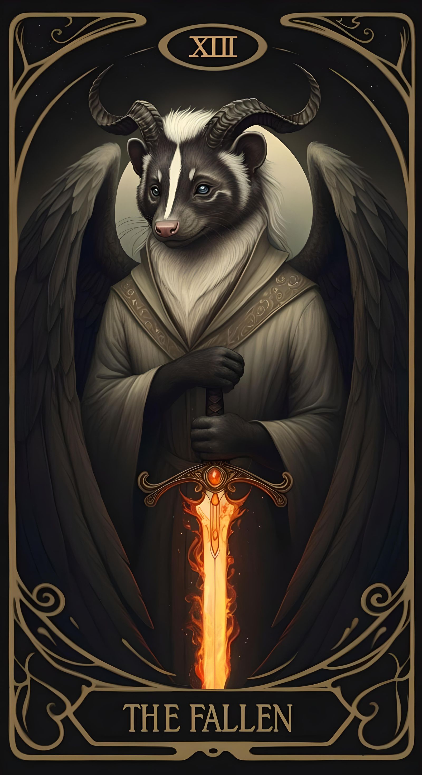 Art Nouveau Tarot Card: The Fallen