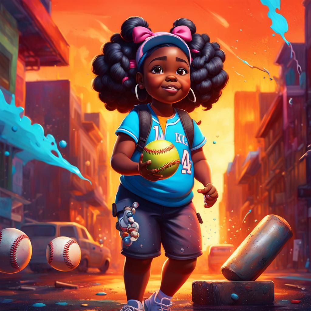 Black Girl Baseball: Graffiti Art Style