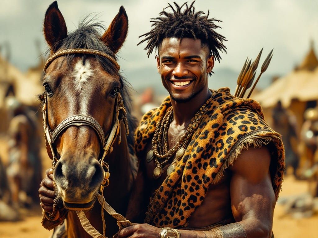 Ancient Numidian Cavalryman in Vibrant Attire