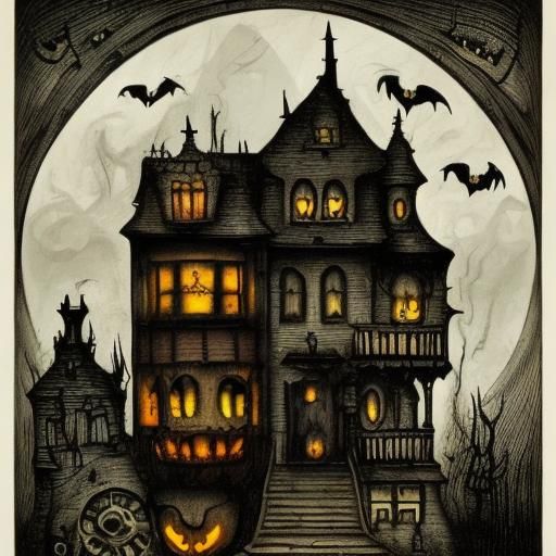 Terrifying Old Witch in Steampunk Setting