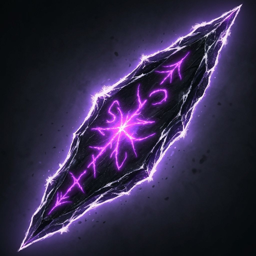 Glowing Obsidian Shard With Necrotic Runes