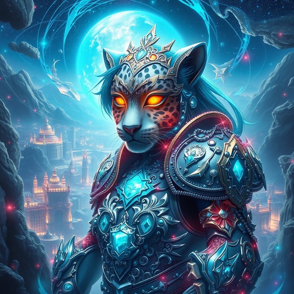 Ethereal Leopard Queen in a Surreal Landscape