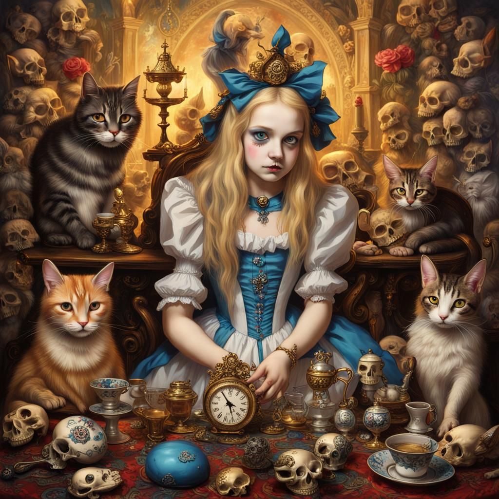 Gothic Alice in Wonderland with Esoteric Cats
