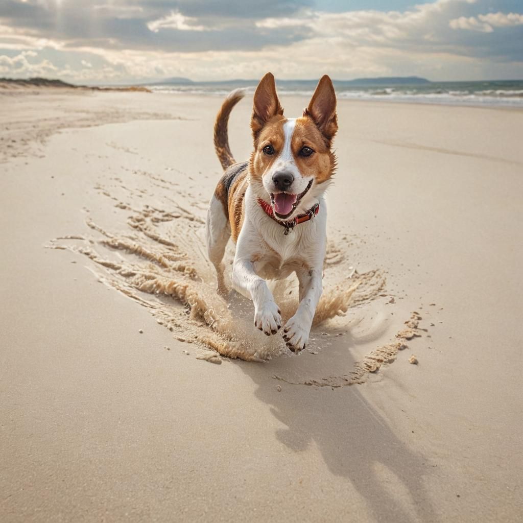 Dog Races on White Sand Beach: Fantasy Concept Art