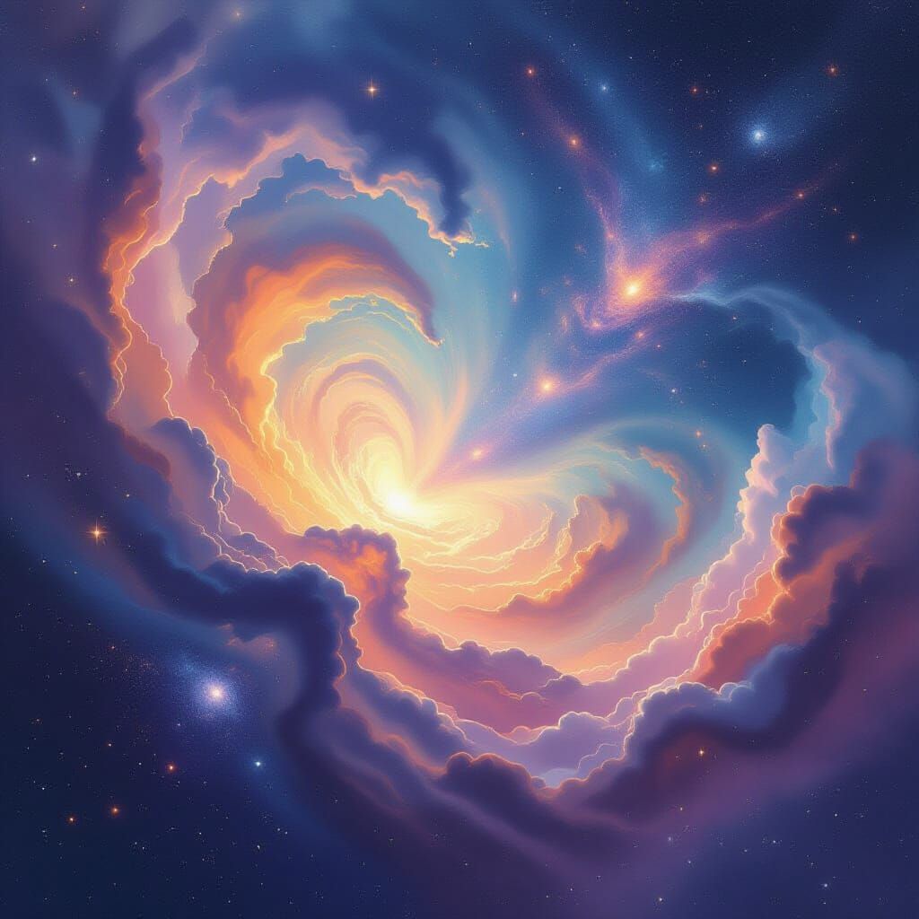 Ethereal Watercolor Nebula and Starfield Vista