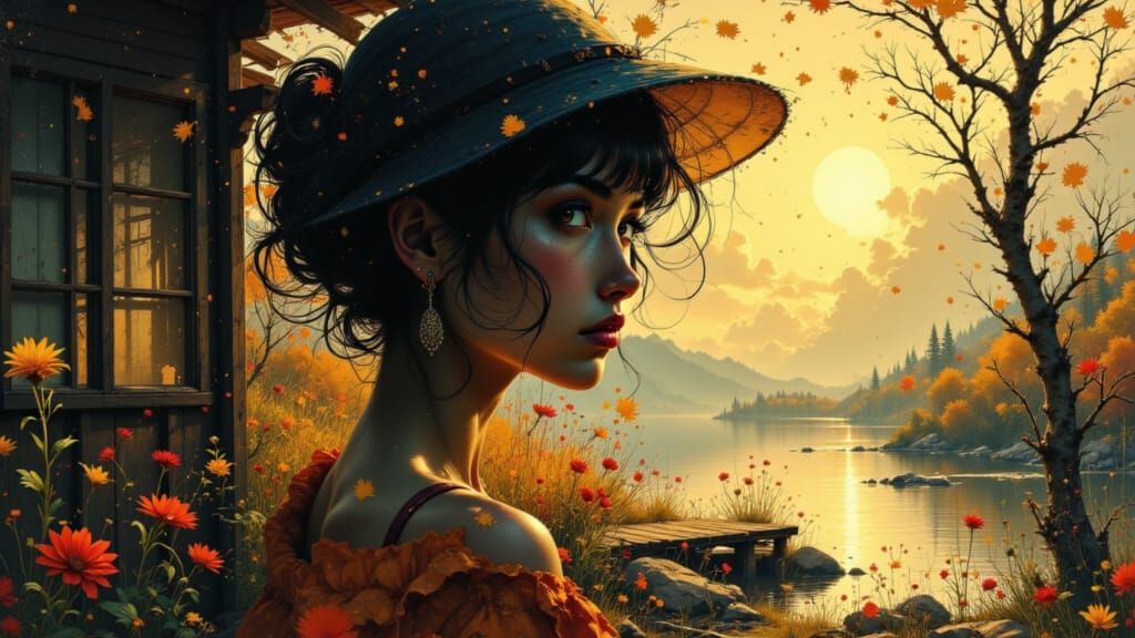 Indian Summer Cabin Portrait with Dynamic Lighting