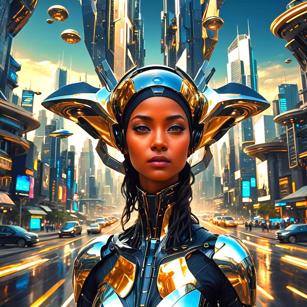 Egyptian Cat Goddess in Futuristic Spaceship