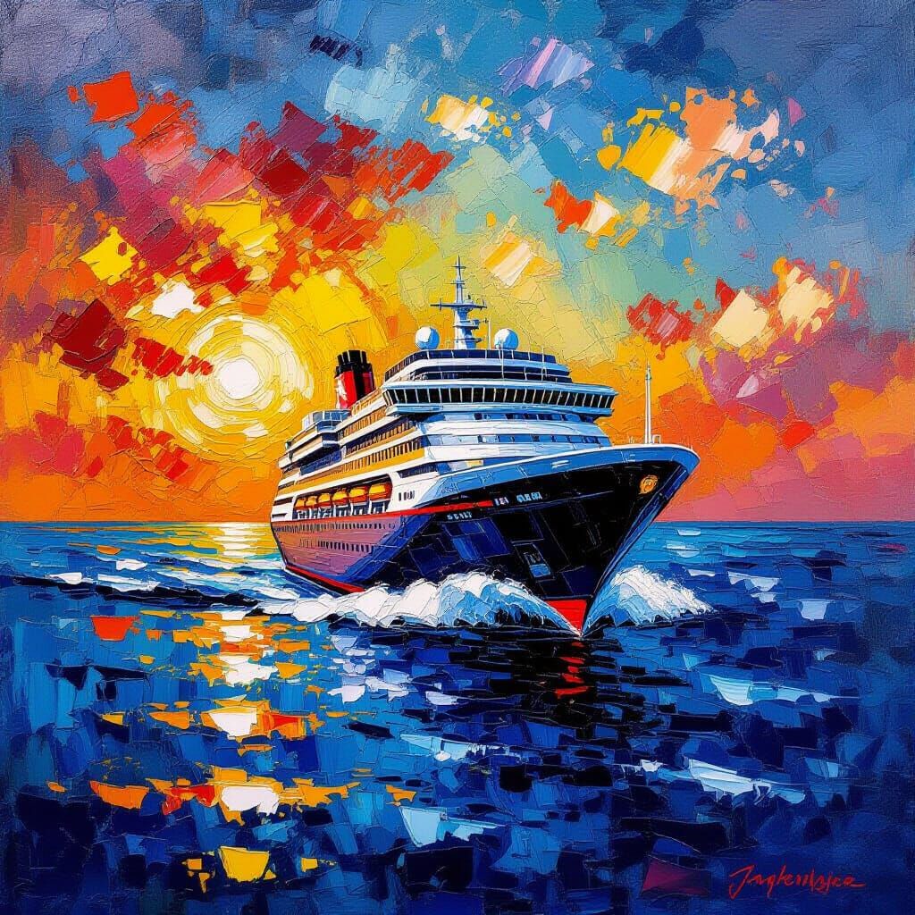 Cruise Liner Crosses Equator and Date Line Over Pacific