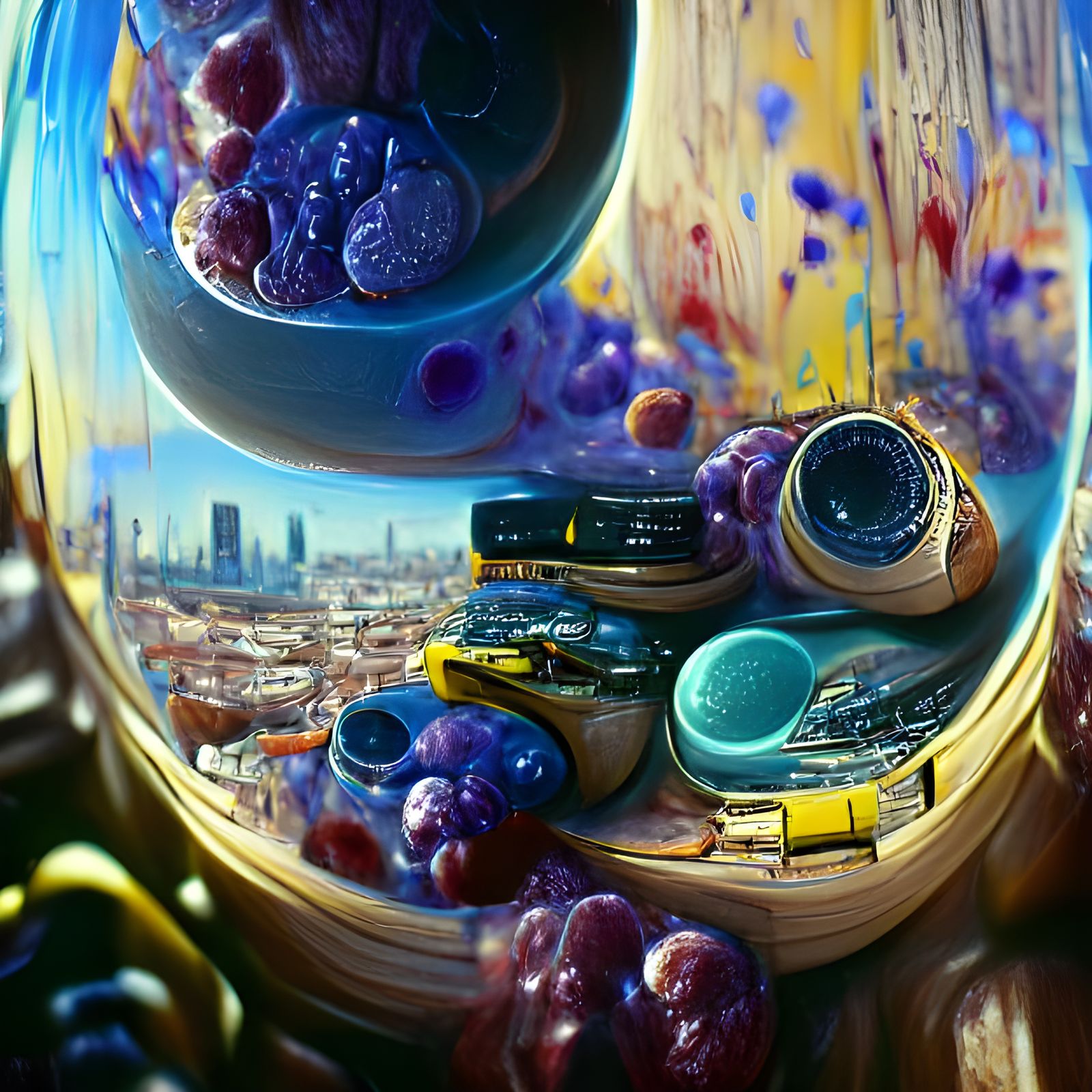 Prokaryotic Cell Cityscape in Realist Style