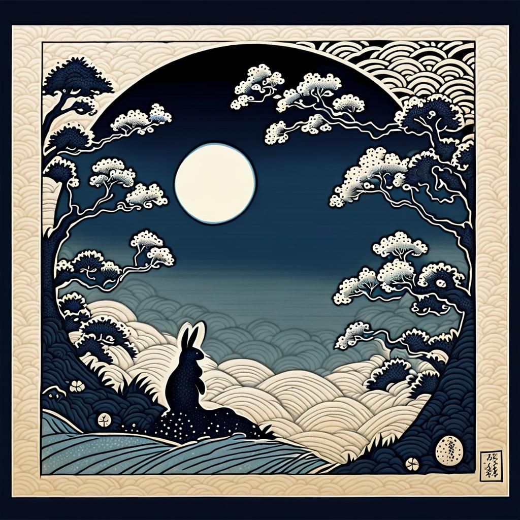 Moonlit Whimsy in Ukiyo-e Style