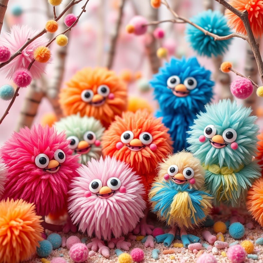 Pom Pom Creatures in Candy Forest, Pop Surrealism
