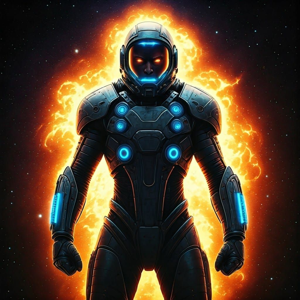 Galactic Hero in Cosmic Chaos: Comic Book Style