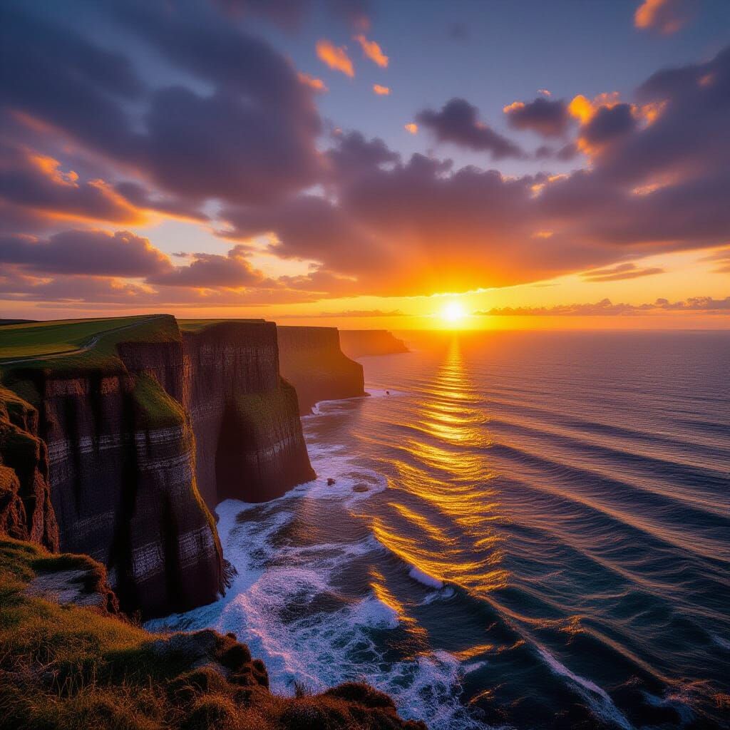 Dramatic Coastal Sunset Over Endless Sea